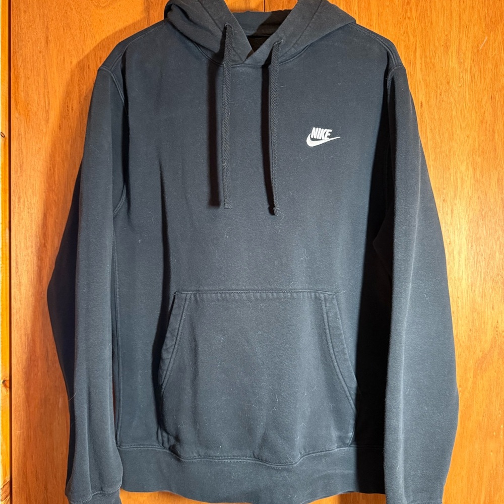 Nike Men's Black Hoodie with White Logo